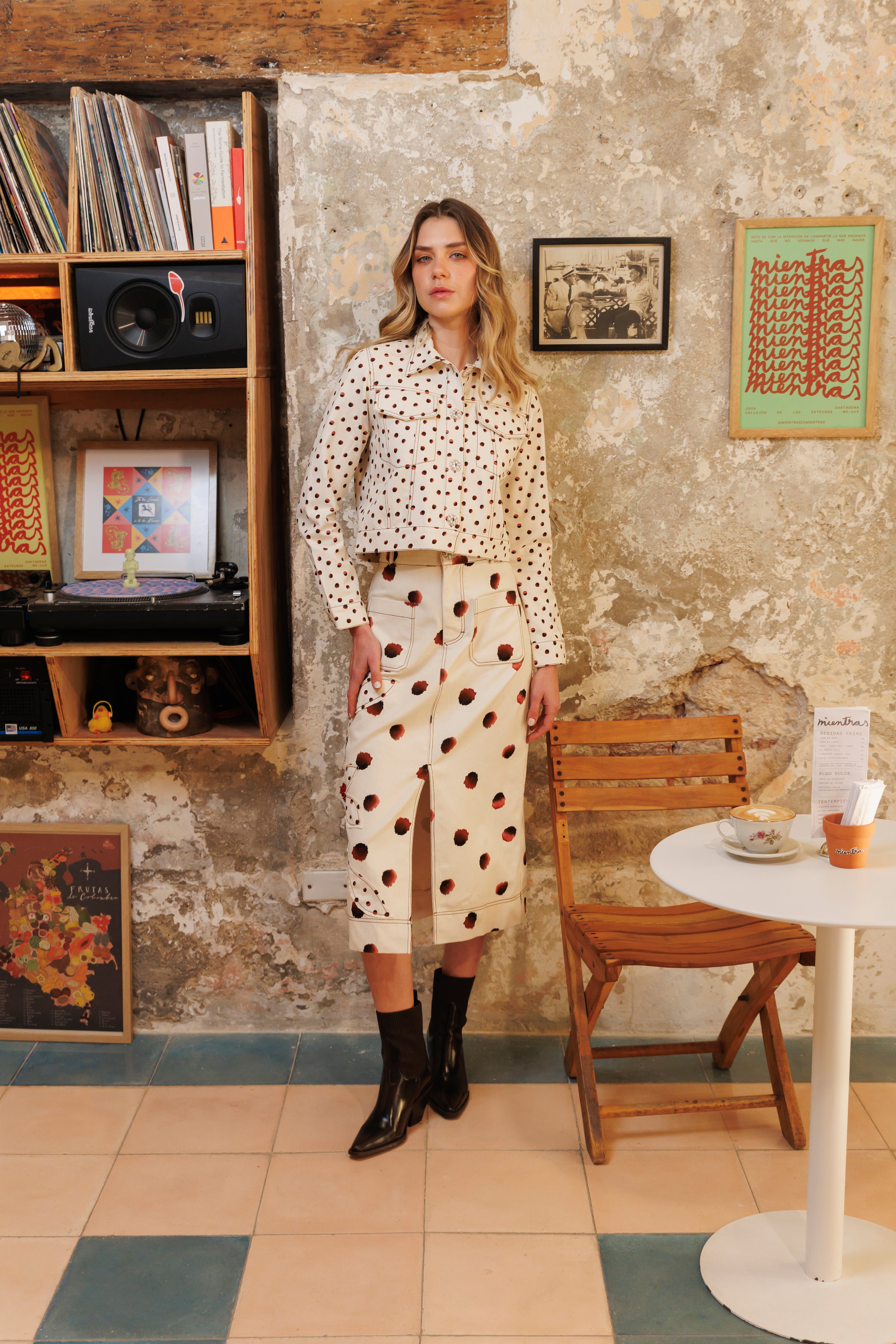 Vest Denim Estampado Puntos