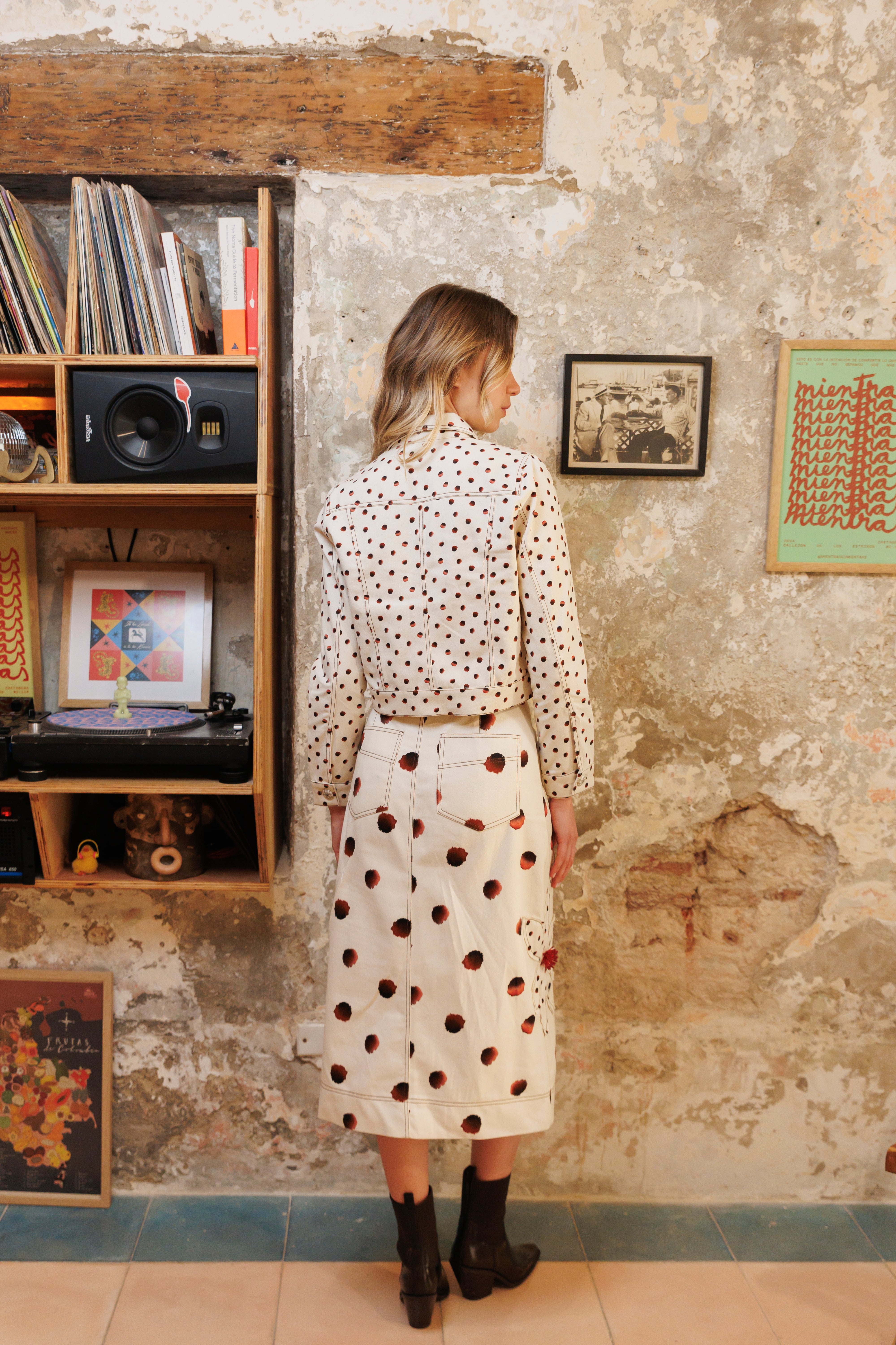 Vest Denim Estampado Puntos