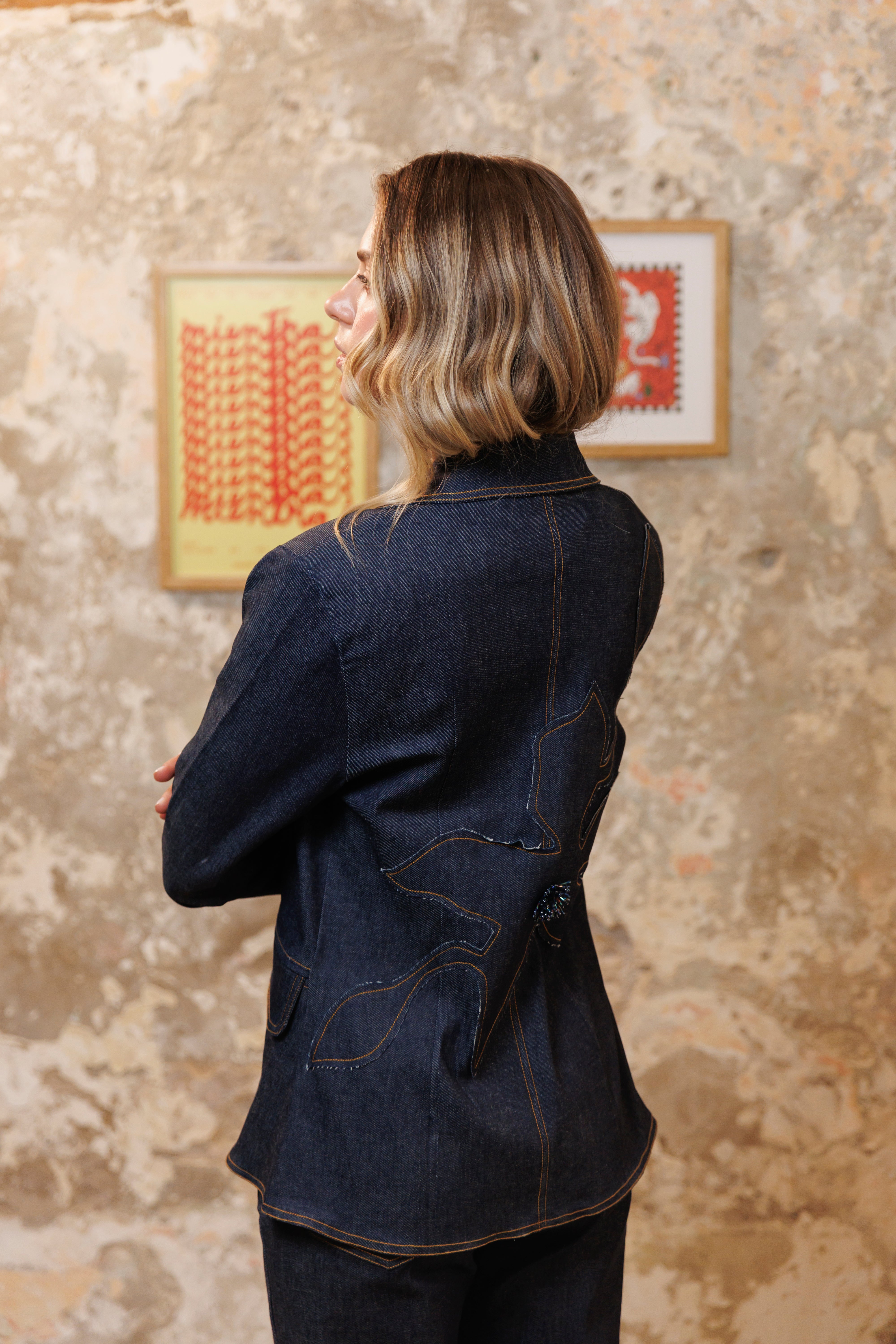 Blazer con Manga Denim Flor