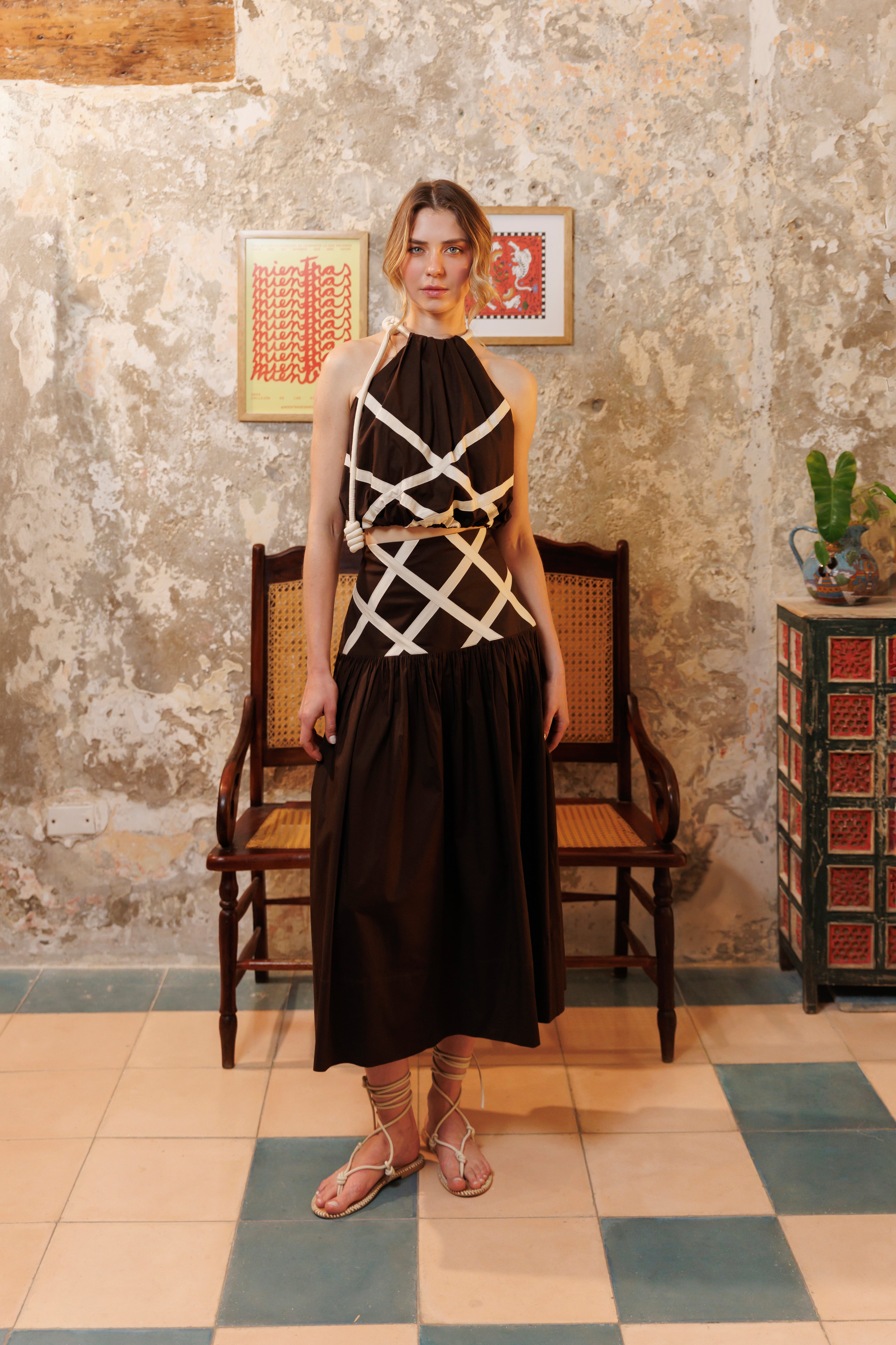 Blusa Halter Combinada