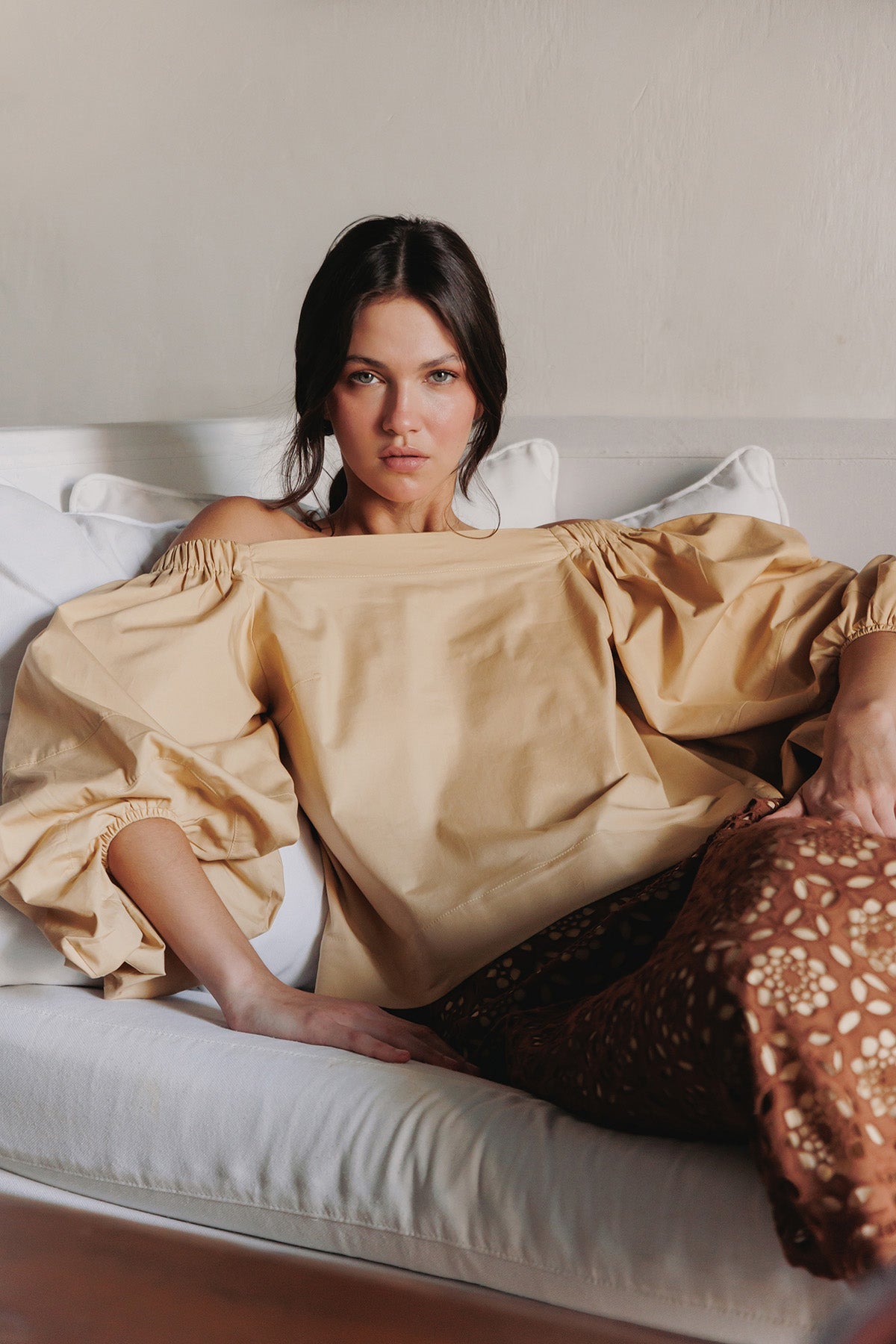 BLUSA ALGODON OFF SHOULDER UNICOLOR