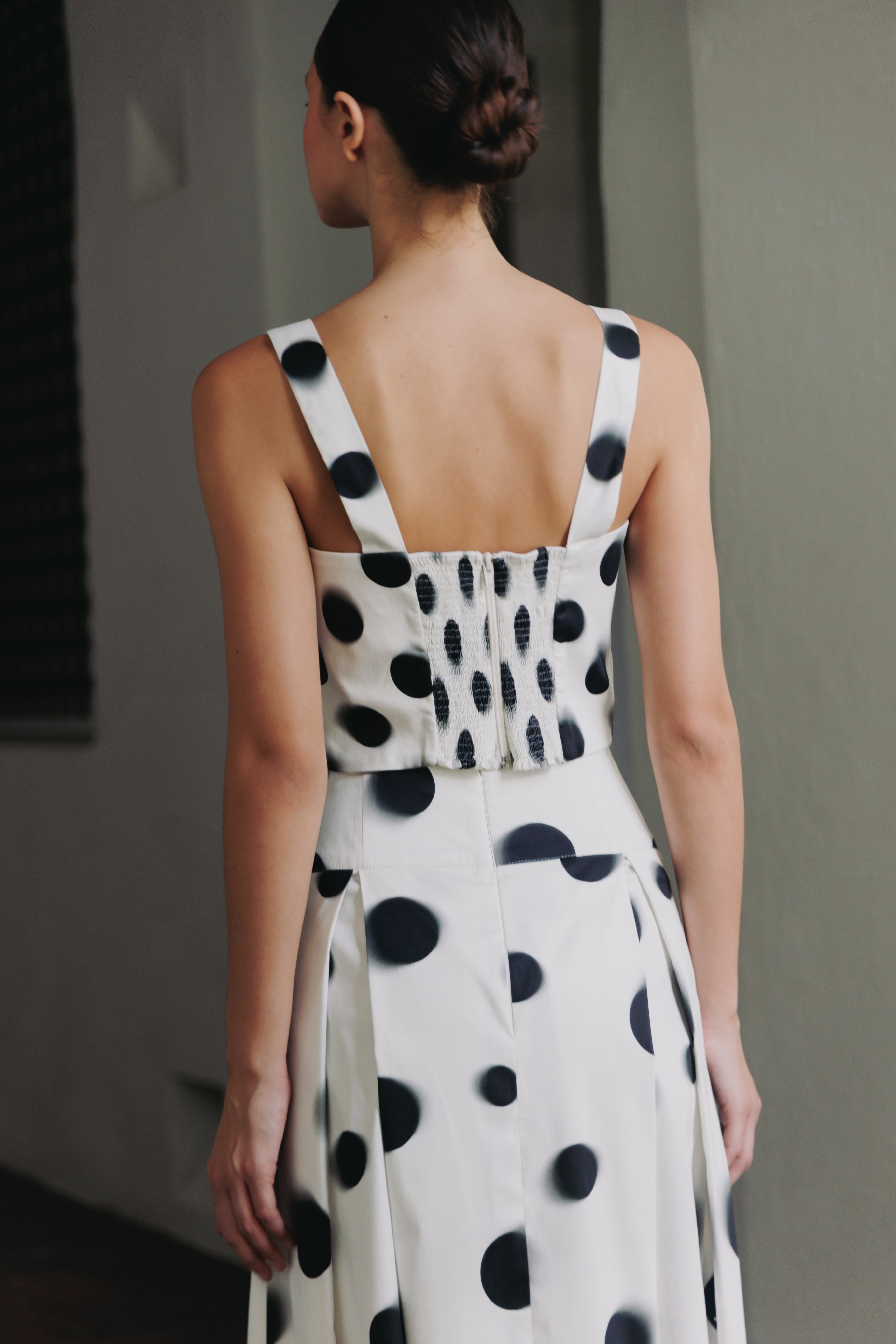 FALDA ALGODON ESTAMPADO LUNARES