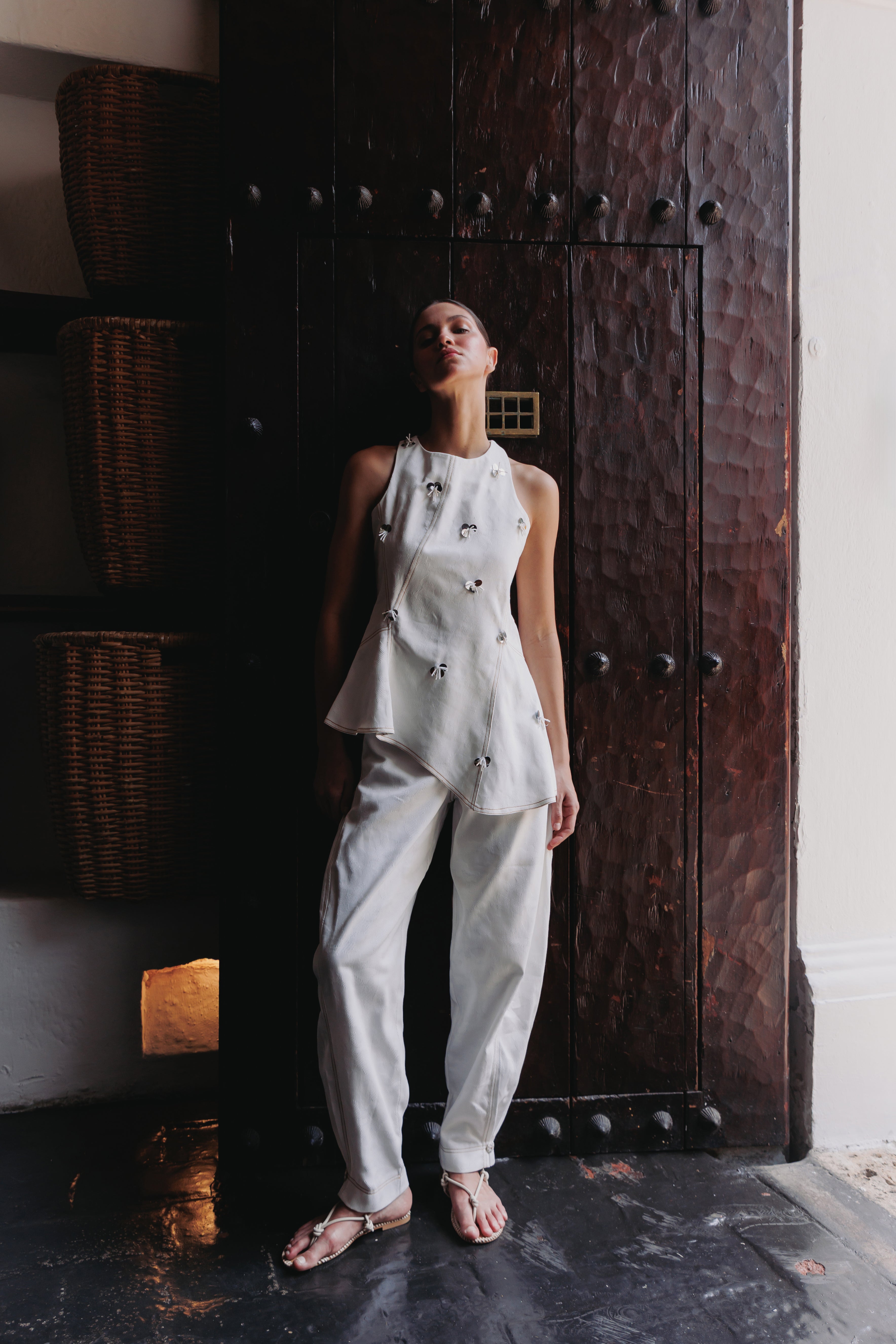PANTALON HAREM DENIM IVORY